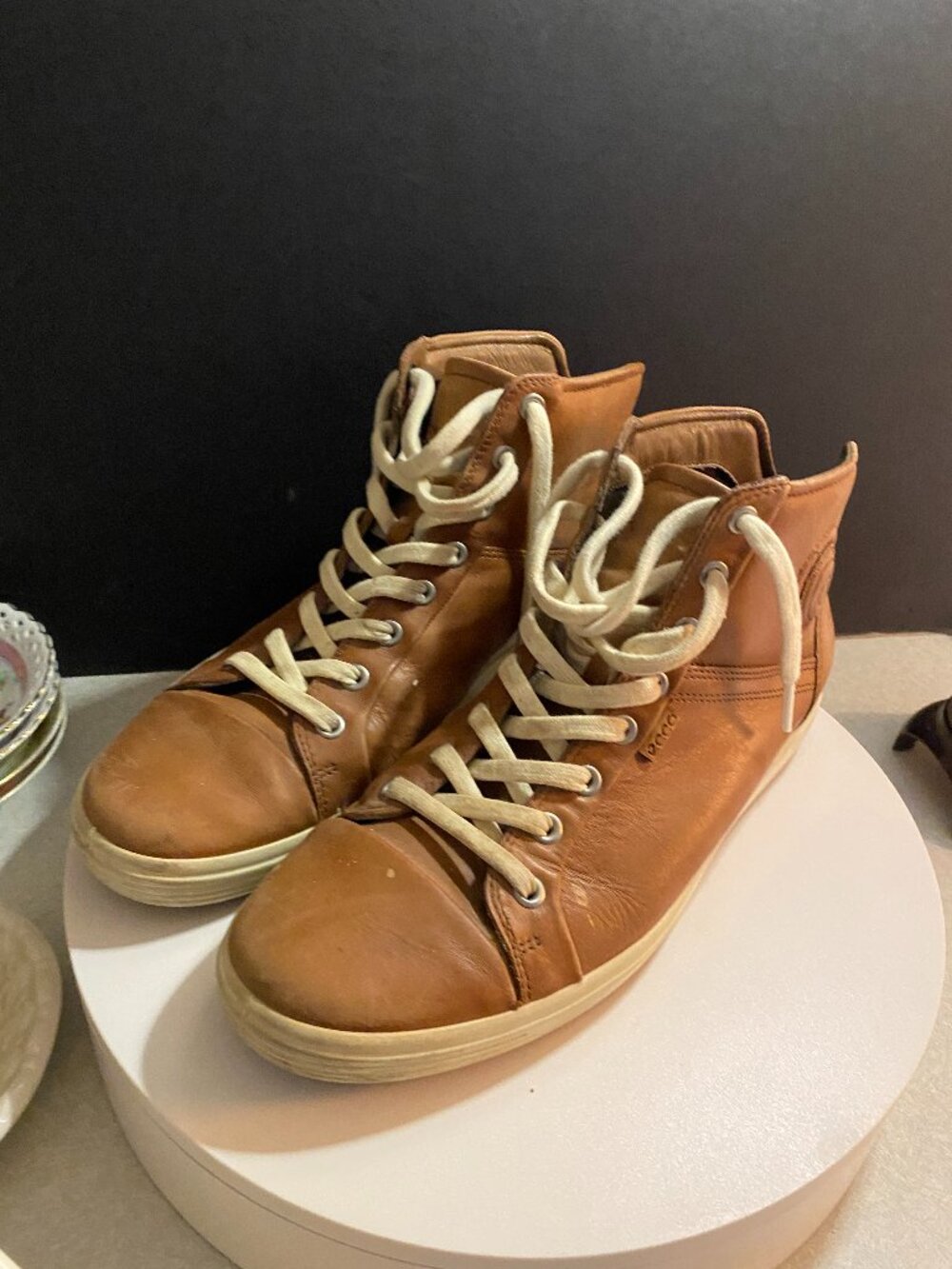 ECCO Brown Leather High Top Sneakers Mens Size 10 EU 41